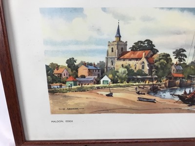 Lot 44 - Railway Carriage Print, 'Maldon Essex', from a watercolour by Henry J. Denham, in an original-style railway carriage reproduction frame & glazed. 53.5cm x 28cm overall