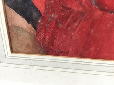 Lot 39 - William Grant: watercolour, portrait of a lady in red, 28.5x36.5cm