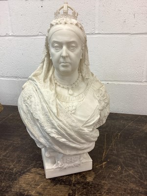 Lot 31 - Fine carved white marble bust of Queen Victoria 1887