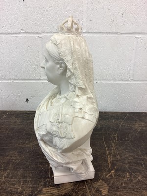 Lot 31 - Fine carved white marble bust of Queen Victoria 1887