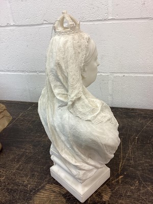 Lot 31 - Fine carved white marble bust of Queen Victoria 1887
