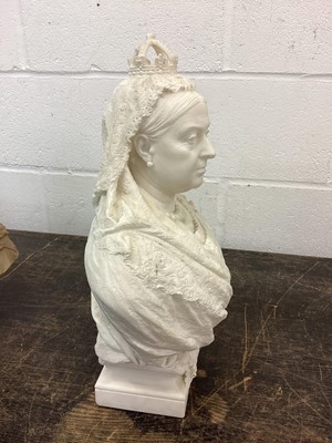 Lot 31 - Fine carved white marble bust of Queen Victoria 1887