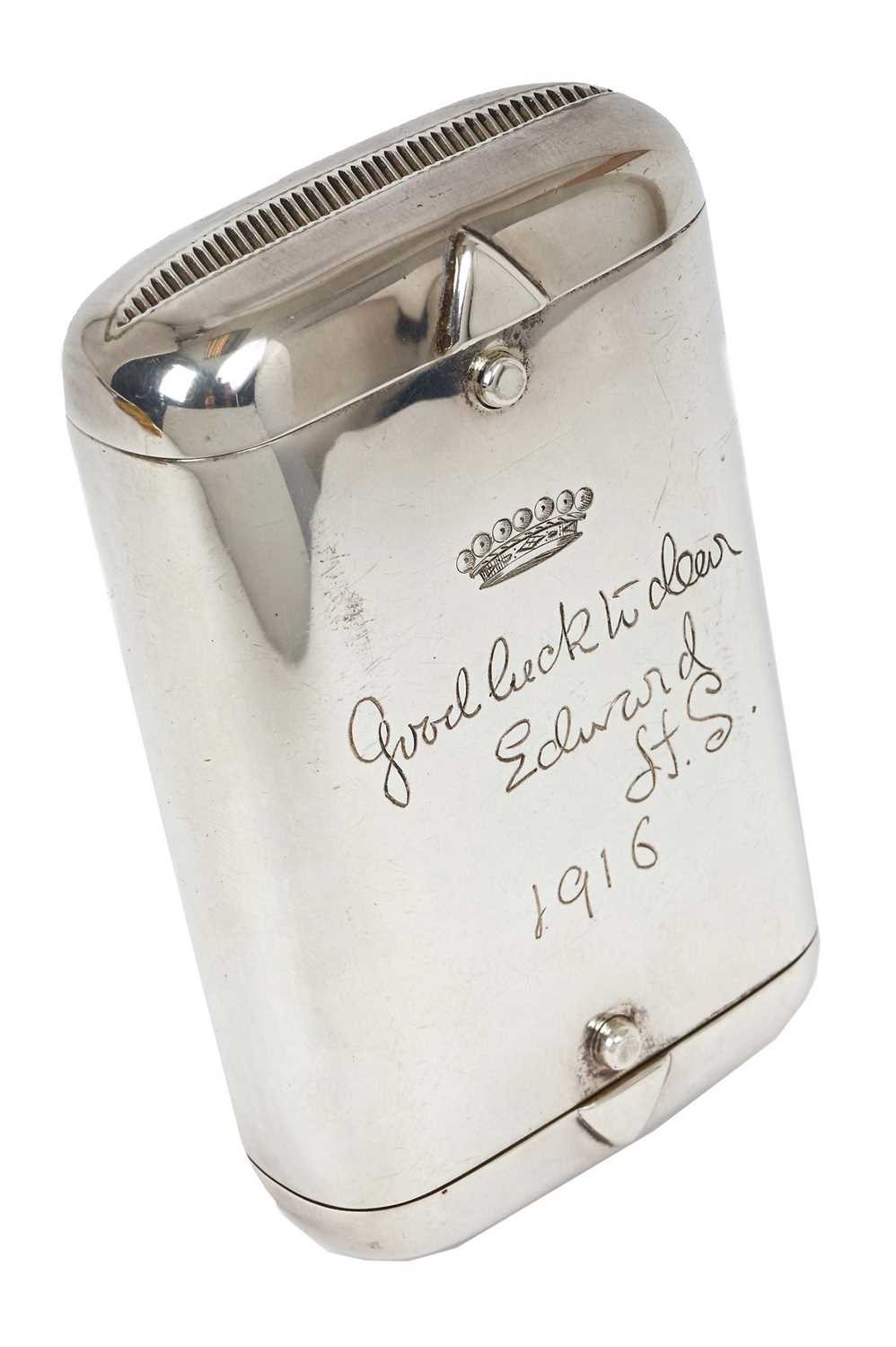 Lot 8 - First World War British officer's and aristocrat's silver combined double ended cigarette case and Vesta case