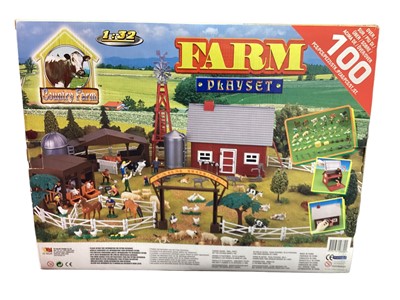 Lot 378 - Britons Big Farm 1:16 Scale Horse & Trailer No.42846, Playmobil Noah's Ark No.5276, Country Farm 1:32 Scale Playset & ELV Safari Vet Set, all boxed (4)