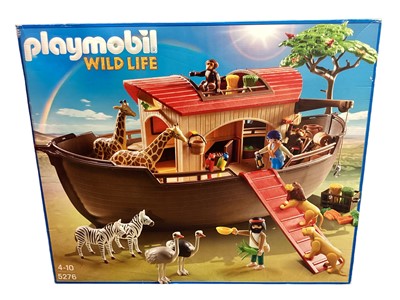 Lot 378 - Britons Big Farm 1:16 Scale Horse & Trailer No.42846, Playmobil Noah's Ark No.5276, Country Farm 1:32 Scale Playset & ELV Safari Vet Set, all boxed (4)