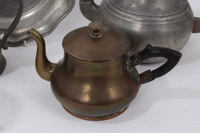 Lot 1066 - 18th century French pewter coffee pot and other pewter