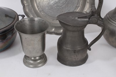 Lot 1066 - 18th century French pewter coffee pot and other pewter