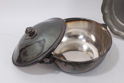 Lot 1066 - 18th century French pewter coffee pot and other pewter