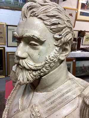 Lot 29 - Impressive 19th century French painted plaster bust of an officer