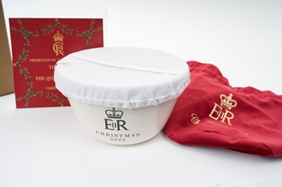 Lot 42 - Lanson Champagne, two half bottles made for The Queen's Golden Jubilee 2002 with labels and two Fortnum and Mason Royal Household Christmas Puddings in boxes ( the puddings out of sale by date ) (4)