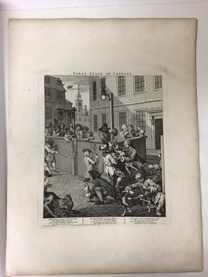 Lot 82 - After William Hogarth (1697-1764), a set of engravings of the Four Stages of Cruelty, featuring such delightful scenes as the torture of a dog, the beating of a horse, murder and mutilation