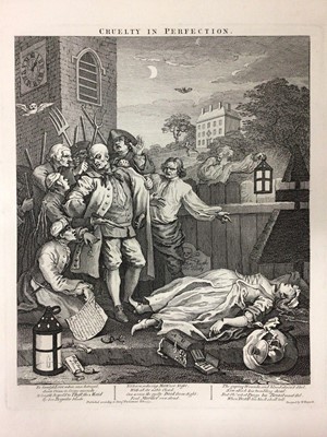 Lot 82 - After William Hogarth (1697-1764), a set of engravings of the Four Stages of Cruelty, featuring such delightful scenes as the torture of a dog, the beating of a horse, murder and mutilation