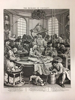 Lot 82 - After William Hogarth (1697-1764), a set of engravings of the Four Stages of Cruelty, featuring such delightful scenes as the torture of a dog, the beating of a horse, murder and mutilation