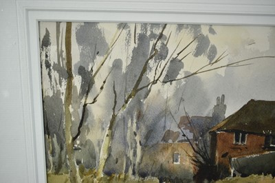Lot 165 - *Edward Wesson (1910-1983) watercolour and ink study- 'Near Shalford Mill', signed, 31.5cm x 48.5cm, in mount. 
Provenance: Shalford Gallery, Guildford