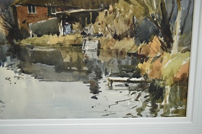 Lot 165 - *Edward Wesson (1910-1983) watercolour and ink study- 'Near Shalford Mill', signed, 31.5cm x 48.5cm, in mount. 
Provenance: Shalford Gallery, Guildford