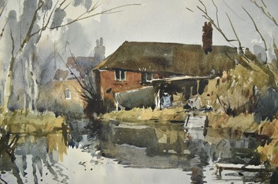Lot 165 - *Edward Wesson (1910-1983) watercolour and ink study- 'Near Shalford Mill', signed, 31.5cm x 48.5cm, in mount. 
Provenance: Shalford Gallery, Guildford
