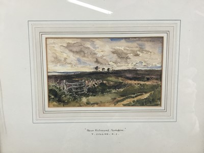 Lot 68 - Thomas Collier (1840-1891) watercolour - Near Richmond, Yorkshire, 9cm x 15cm, in glazed frame