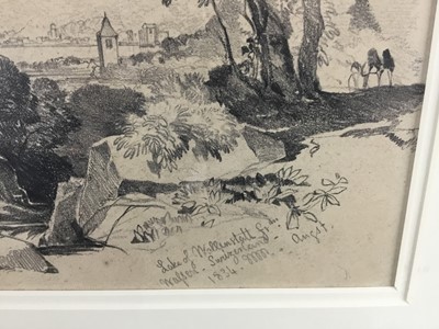 Lot 52 - Early 19th century pencil sketch, Switzerland, inscribed, 18cm x 29cm, in glazed gilt frame