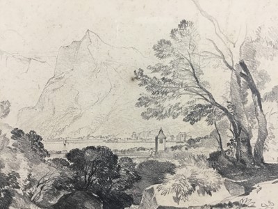 Lot 52 - Early 19th century pencil sketch, Switzerland, inscribed, 18cm x 29cm, in glazed gilt frame