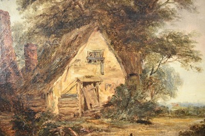 Lot 1202 - Robert Burrows (1810-1883) oil on canvas - Rural Cottage, signed, in gilt frame