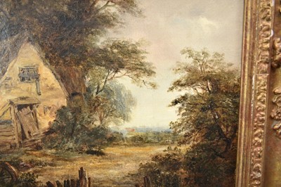 Lot 1202 - Robert Burrows (1810-1883) oil on canvas - Rural Cottage, signed, in gilt frame