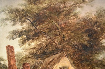 Lot 1202 - Robert Burrows (1810-1883) oil on canvas - Rural Cottage, signed, in gilt frame