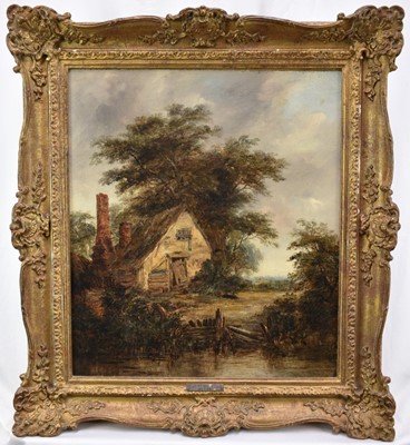 Lot 1202 - Robert Burrows (1810-1883) oil on canvas - Rural Cottage, signed, in gilt frame