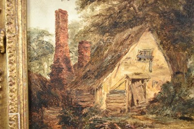 Lot 1202 - Robert Burrows (1810-1883) oil on canvas - Rural Cottage, signed, in gilt frame