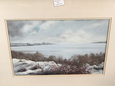 Lot 4 - Anne Mathie, three pastels - Winter Landscapes, The Colne, in glazed frames