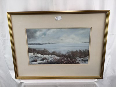 Lot 4 - Anne Mathie, three pastels - Winter Landscapes, The Colne, in glazed frames