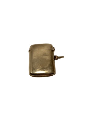 Lot 1 - Late Victorian gold 9ct Vesta case with engraved 'WB' monogram and date'1902' (Birmingham 1898) 35mm x 23mm, 10 grams