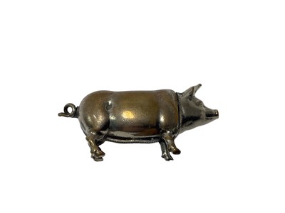 Lot 18 - Six Victorian brass and plated novelty Vesta cases including skull, violin and pig (6)