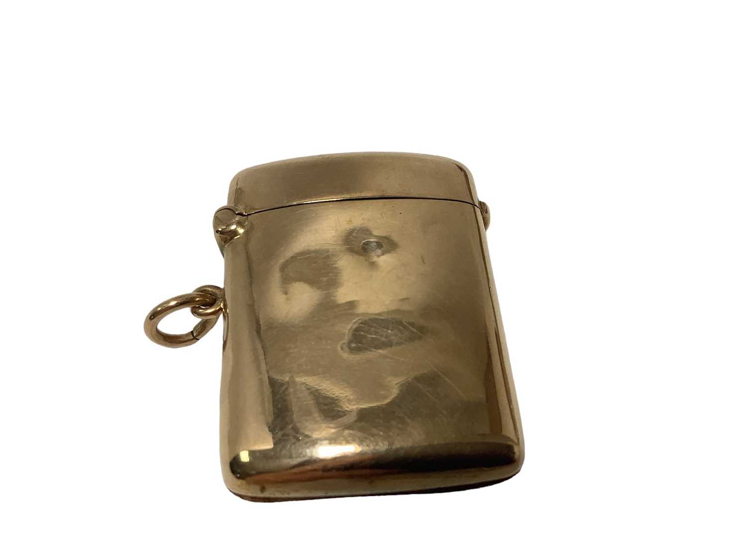 Lot 27 - Gold 9ct Vesta case (Birmingham 1912) 40 x 30mm, 15.7grams