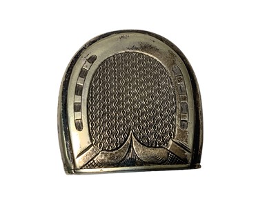 Lot 35 - Victorian novelty horse hoof-shaped Vesta case and two other horse racing examples (3)
