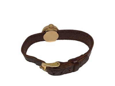 Lot 92 - 1950s Rolex Precision 18ct gold cased ladies wristwatch on integral brown leather strap