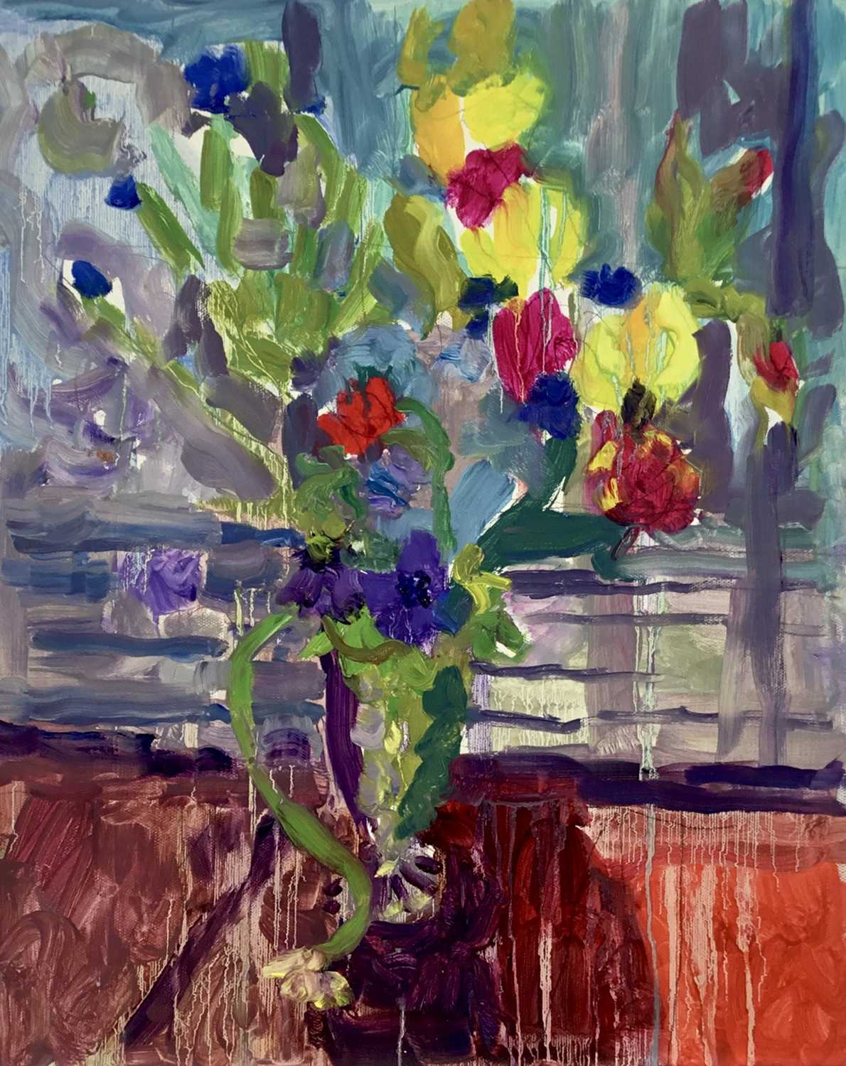 Lot 86 - Annelise Firth (b.1961) oil on board - Still Life, signed and dated 2023 verso, 50cm x 40cm, unframed