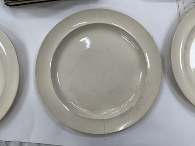 Lot 190 - Interesting set of eight Wedgwood creamware plates, recovered from a shipwreck off Norway in 1962, where a large cargo of Wedgwood was on board. Sold with a related book and papers
