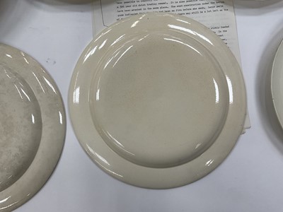 Lot 190 - Interesting set of eight Wedgwood creamware plates, recovered from a shipwreck off Norway in 1962, where a large cargo of Wedgwood was on board. Sold with a related book and papers