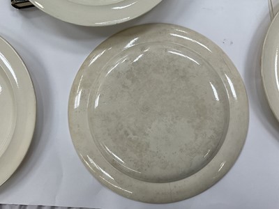 Lot 190 - Interesting set of eight Wedgwood creamware plates, recovered from a shipwreck off Norway in 1962, where a large cargo of Wedgwood was on board. Sold with a related book and papers