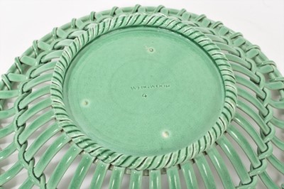 Lot 143 - Wedgwood green glazed round basket and stand
