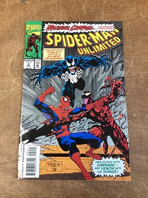 Lot 47 - Marvel Comics Spider-Man "Maximum Carnage" complete storyline part 1 - 14, 1993 (American price variants). Part 2 back and front cover is detached. (14)