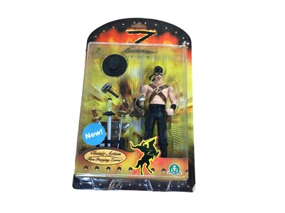 Lot 274 - Giochi Preziosi (France c2004) Zorro 5" action figures including En Garde, Bulletproof, Fire Forging & Duelling, plus 12" Zorro (5)