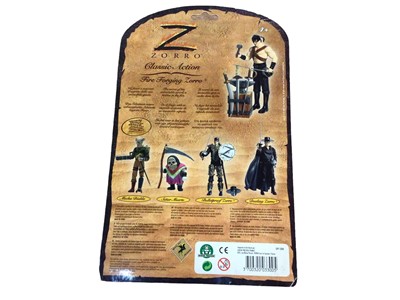 Lot 274 - Giochi Preziosi (France c2004) Zorro 5" action figures including En Garde, Bulletproof, Fire Forging & Duelling, plus 12" Zorro (5)