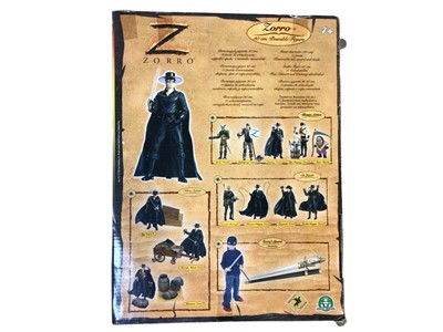 Lot 274 - Giochi Preziosi (France c2004) Zorro 5" action figures including En Garde, Bulletproof, Fire Forging & Duelling, plus 12" Zorro (5)