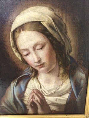 Lot 998 - Continental School, 18th/19th century - Mother Mary, 29 x 23cm, 19th century French gallery label verso, gilt frame