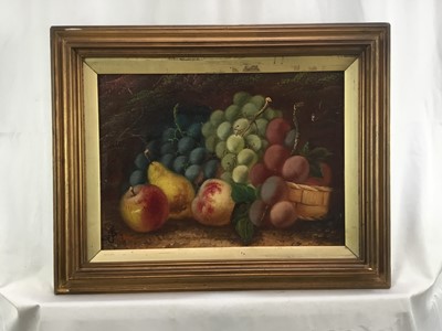 Lot 83 - English School 19th century, oil on canvas - still life of fruit, monogrammed JYS, in gilt frame. 25 x 34cm