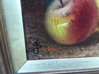 Lot 83 - English School 19th century, oil on canvas - still life of fruit, monogrammed JYS, in gilt frame. 25 x 34cm