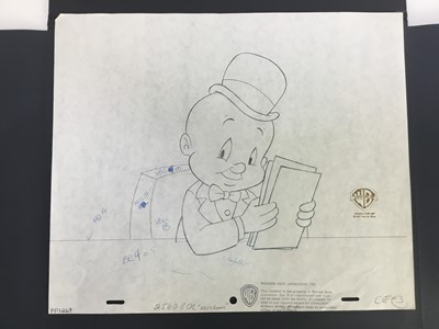 Lot 36 - Warner Brothers pencil portfolio - 6 drawings and roughs of Looney Tunes and Tiny Toons characters