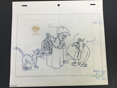 Lot 36 - Warner Brothers pencil portfolio - 6 drawings and roughs of Looney Tunes and Tiny Toons characters