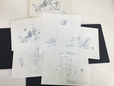 Lot 36 - Warner Brothers pencil portfolio - 6 drawings and roughs of Looney Tunes and Tiny Toons characters
